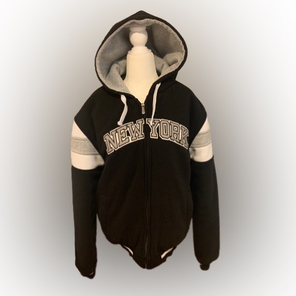 Large New York hoodie sweater with color block arms - Picture 1 of 6